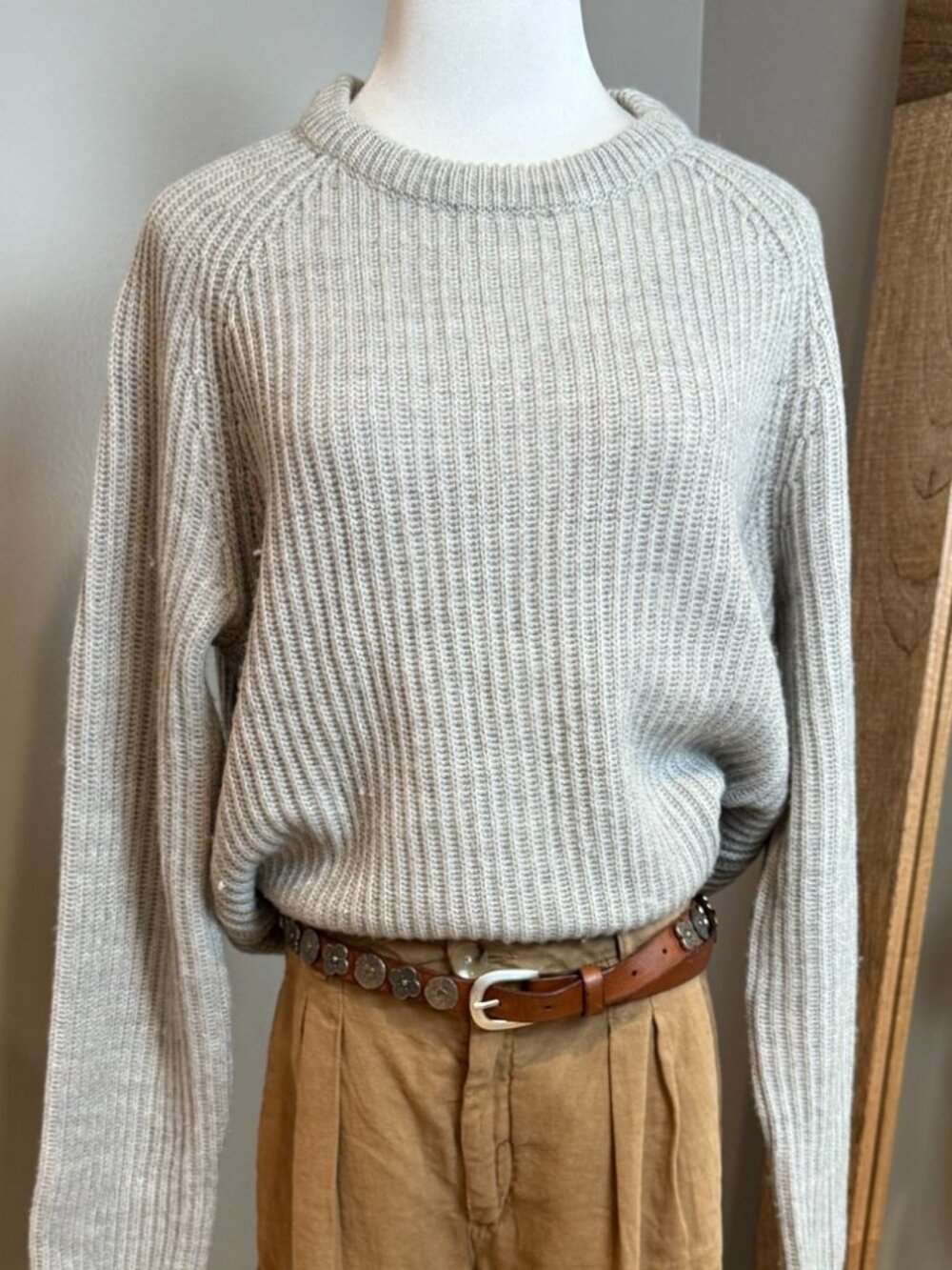 Broken Standard Gray Ribbed Slouchy Crewneck Sweater L